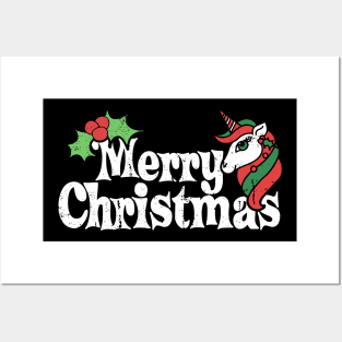 Merry Christmas Unicorn Posters and Art